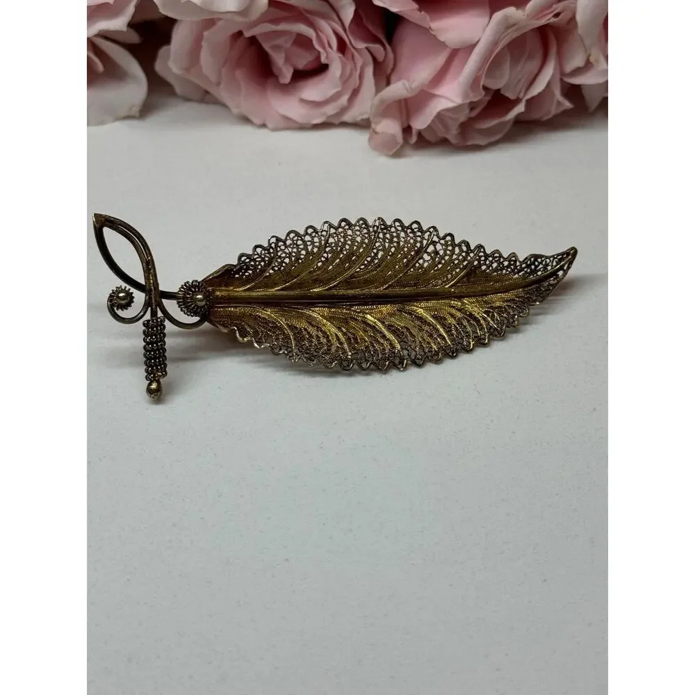 925 Sterling Silver Gold Plated Brooch